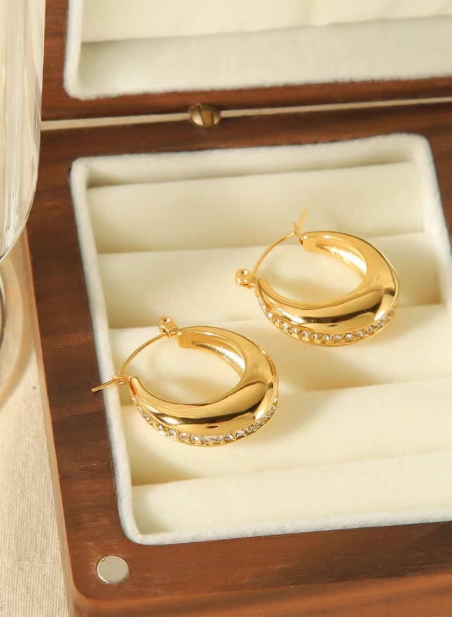خمر فاخر 18K مطلية بالذهب أقراط هندسية - أزياء أنيقة بيان - Image 4